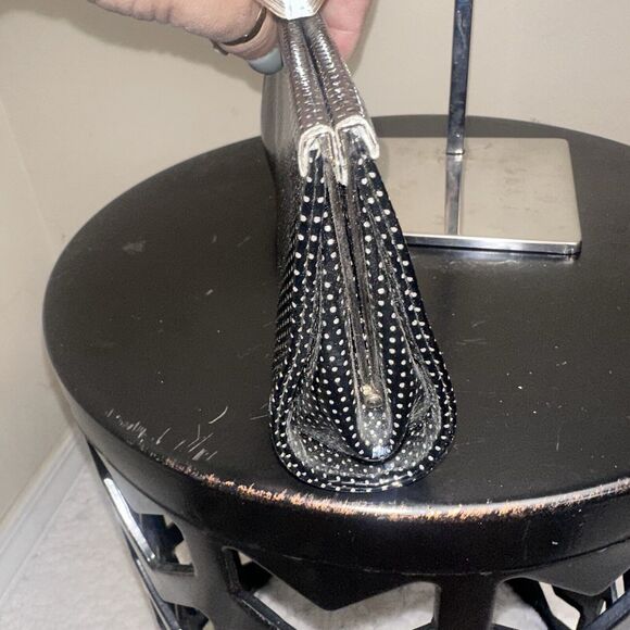 Steve Madden Black Clear Lucite Closure Silver Chain Shoulder Bag Clutch - Picture 3 of 11